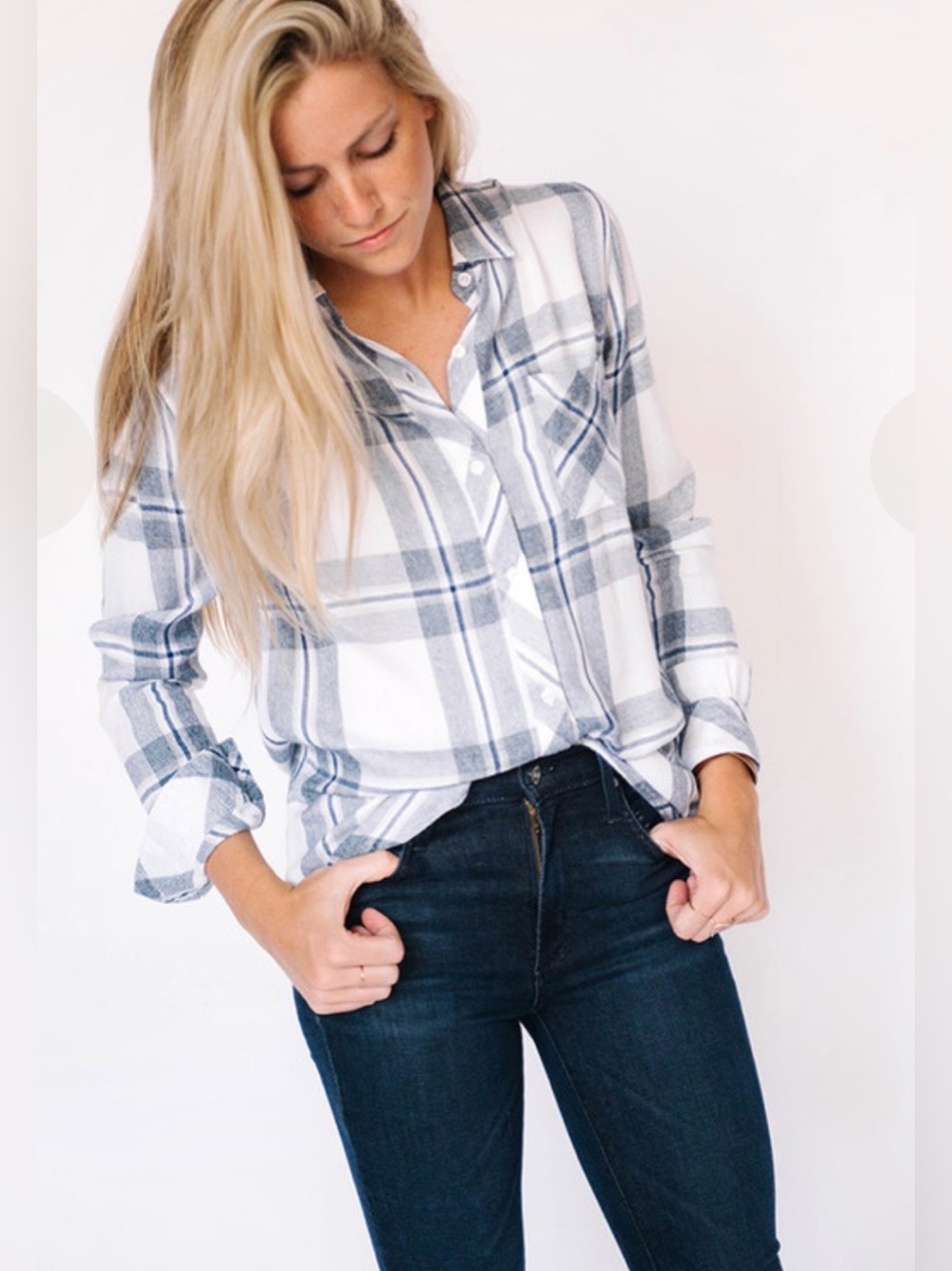 Rails Hunter button down white indigo/melange size Small-15 year Anniversary